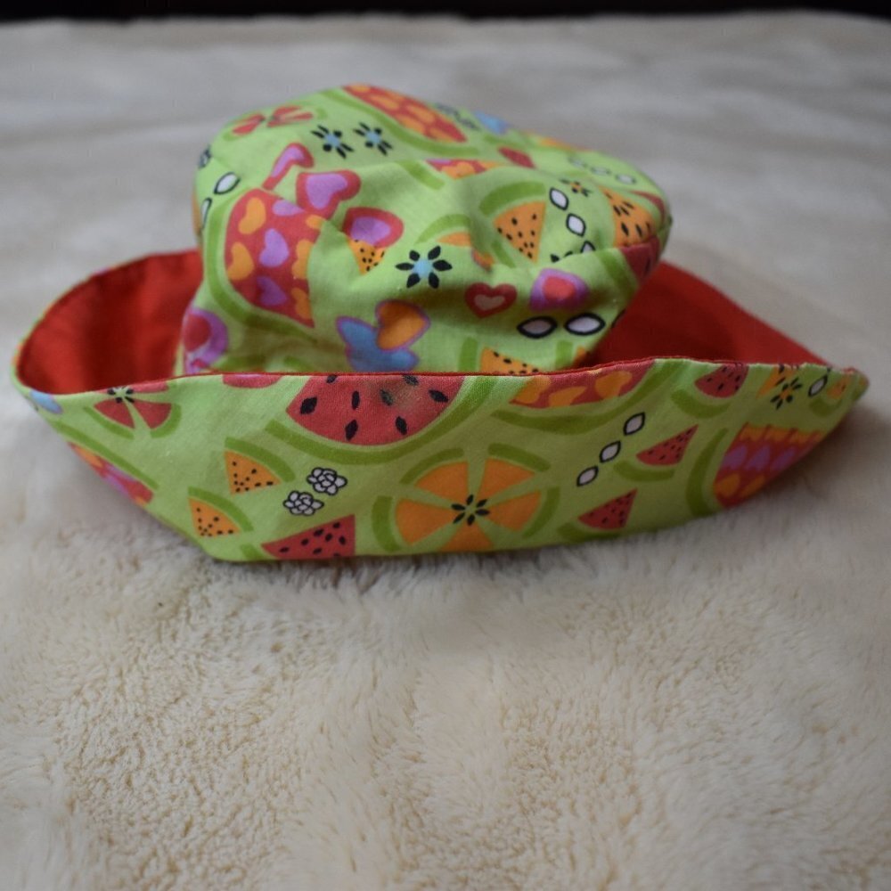Girls Sun Beach Bucket Hat Green Red